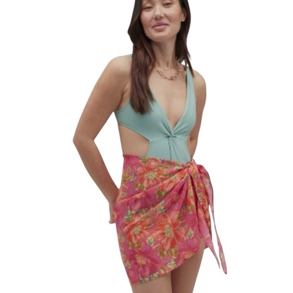 Beach Riot Other - Beach Riot Melanie Miami Peony Pink Floral Sarong Swim Wrap Women’s One Size